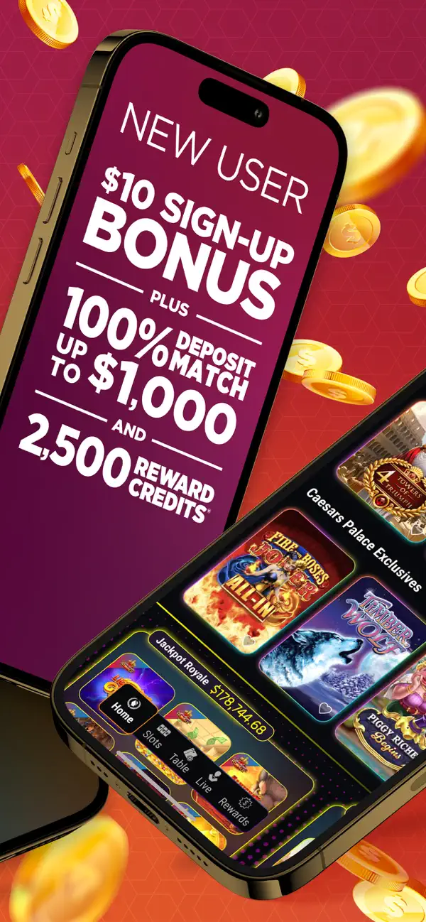 Caesars Palace Online sign-up bonus, deposit match, and Caesars Rewards credits