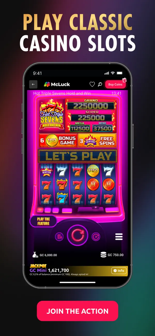 McLuck classic slot in landscape mobile view with bonus features visible