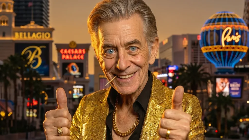Chip Reign, ChipReign founder, on the Las Vegas Strip at dusk