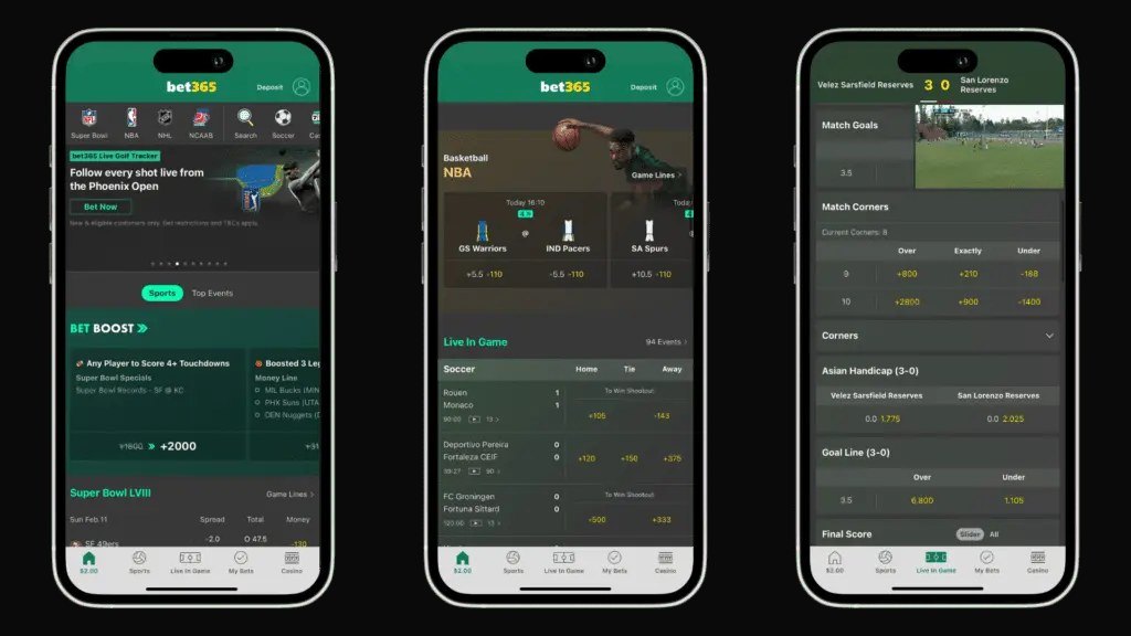 bet365 mobile app showing the casino tab in the bottom navigation
