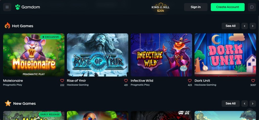 Gamdom hot slots from Pragmatic Play and Hacksaw Gaming