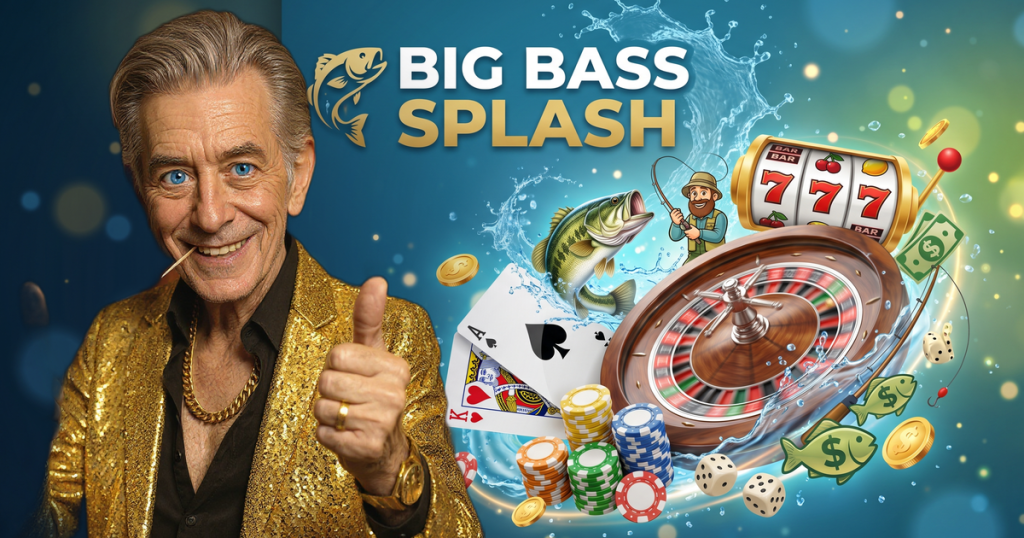 BIG BASS SPLASH casino review featuring ChipReign character, branded game montage backdrop