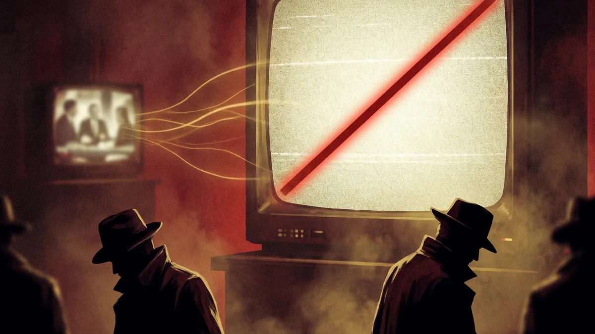 A broadcast screen with a red slash as a gambling stream goes dark