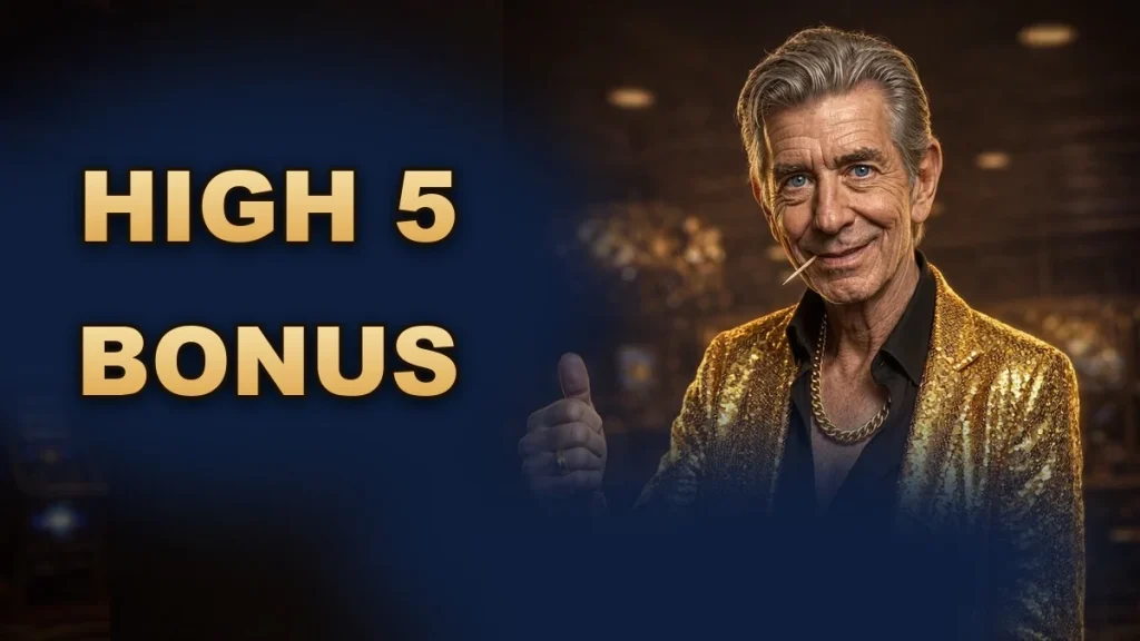 High 5 Casino bonus, Chip in his gold sequin blazer