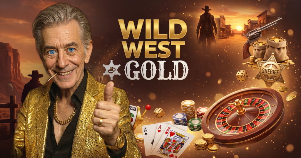 WILD WEST GOLD casino review featuring ChipReign character, branded game montage backdrop