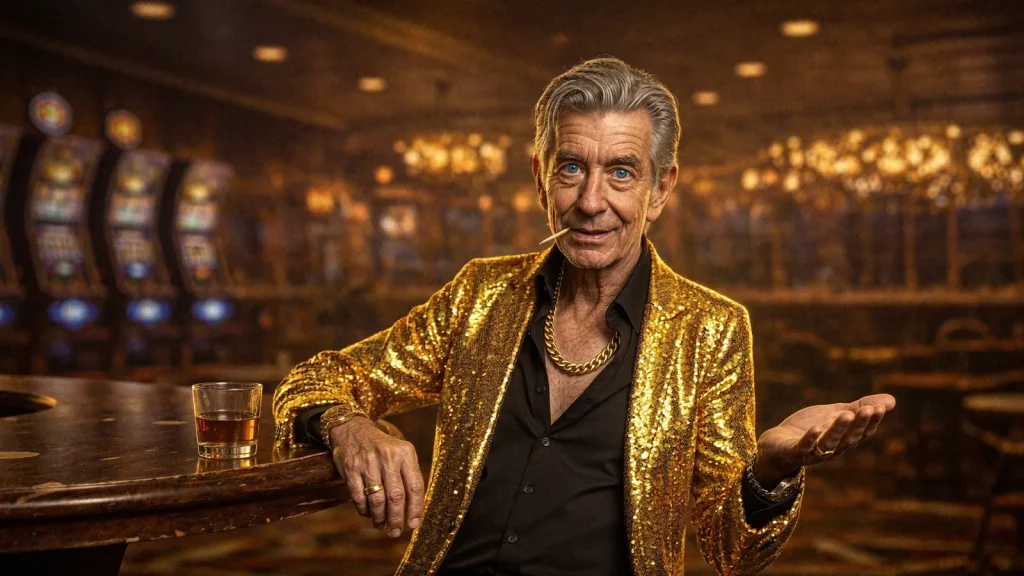 Chip at a casino bar weighing up sweepstakes casino vs real money play